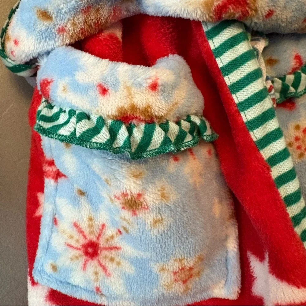 Matilda Jane evening in christmas red star holiday girls hooded robe size 4-6